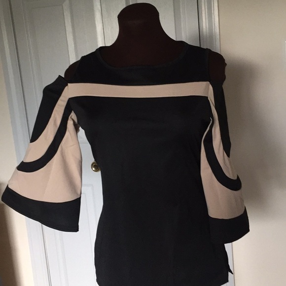 Flcutie Apparel Tops - Elegant Black and Cream Women's Blouse